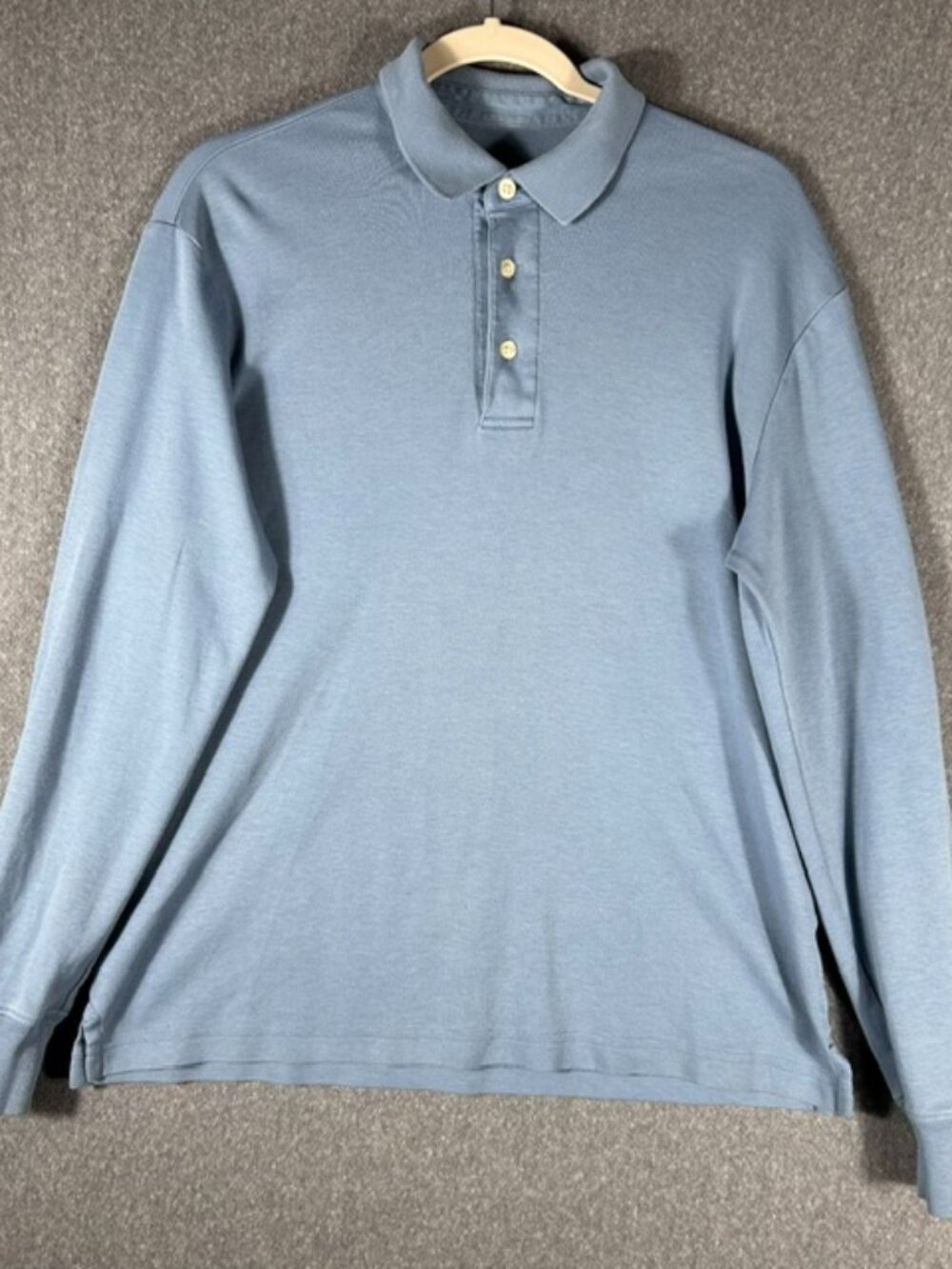 Lands End Long Sleeve Polo Shirt Mens Sz Small Blue Traditional Fit Preppy